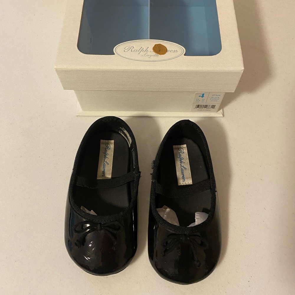 Ralph Lauren Baby Black Paten Leather Mary Janes